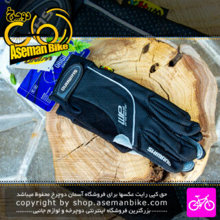 دستکش ورزشی دوچرخه سواری شیمانو مدل Wind Protector مشکی خاکستری Shimano Bicycle Gloves Wind Protector