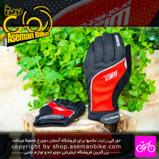دستکش ورزشی دوچرخه سواری شیمانو مدل Wind Protector مشکی قرمز Shimano Bicycle Gloves Wind Protector