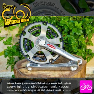 طبق قامه سه سرعته دوچرخه شیمانو مدل TY80 نقره ای 28-38-48 دندانه Shimano Bicycle Crankset TY80