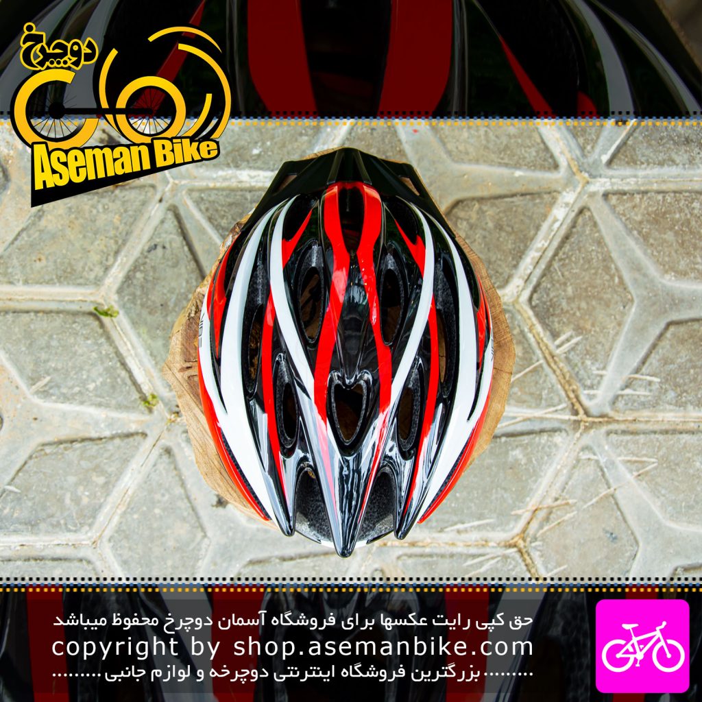 کلاه ایمنی دوچرخه سواری وایب مدل Volt سایز مدیوم رنگ مشکی سفید قرمز Vibe Bicycle Helmet VOLT Size M