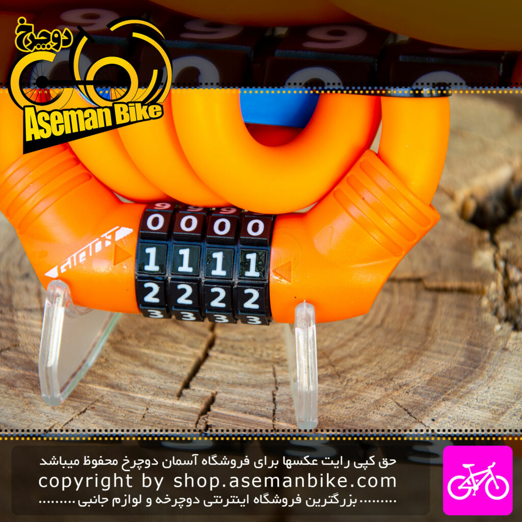 قفل کابلی رمزی دوچرخه جاینت مدل آرکس مموری سایز 15 میلیمتر در 60 سانتیمتر نارنجی Giant Bicycle Arx Memory Combo Cable Lock