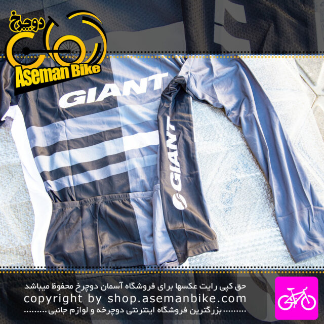 لباس دوچرخه سواری جاینت تی شرت جیب دار با زیپ مدل Pursue LS Jersey کد 850002424 مشکی خاکستری Giant Bicycle Dress Pursue LS Jersey