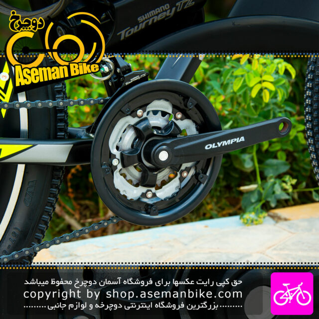 دوچرخه کوهستان المپیا مدل Sky Land سایز 27.5 مشکی سبز فلورسنت 21 سرعته Olympia MTB Bicycle Sky Land Size 27.5 21 Speed