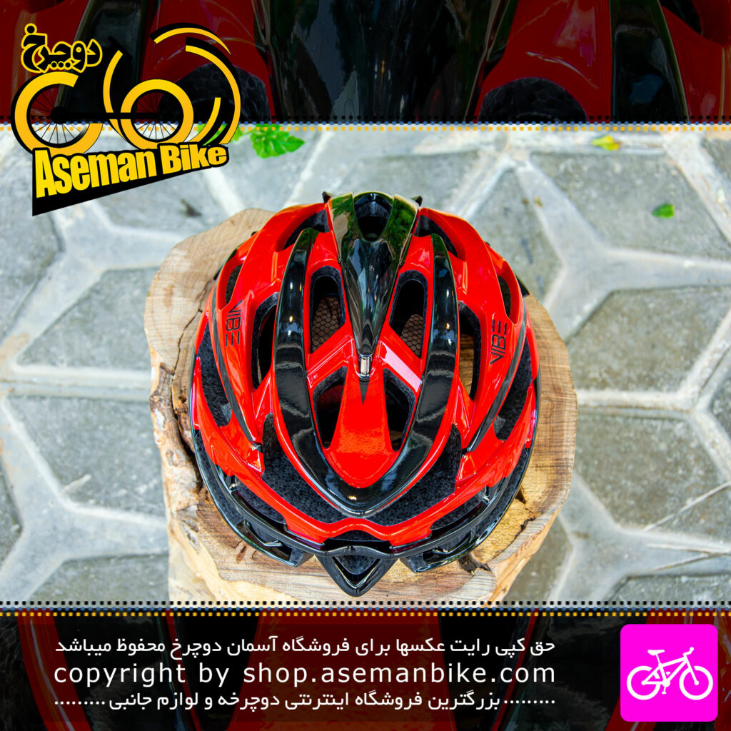 کلاه دوچرخه سواری برند وایب مدل Epic سایز مدیوم قرمز مشکی Vibe Bicycle Helmet Epic Size Medium