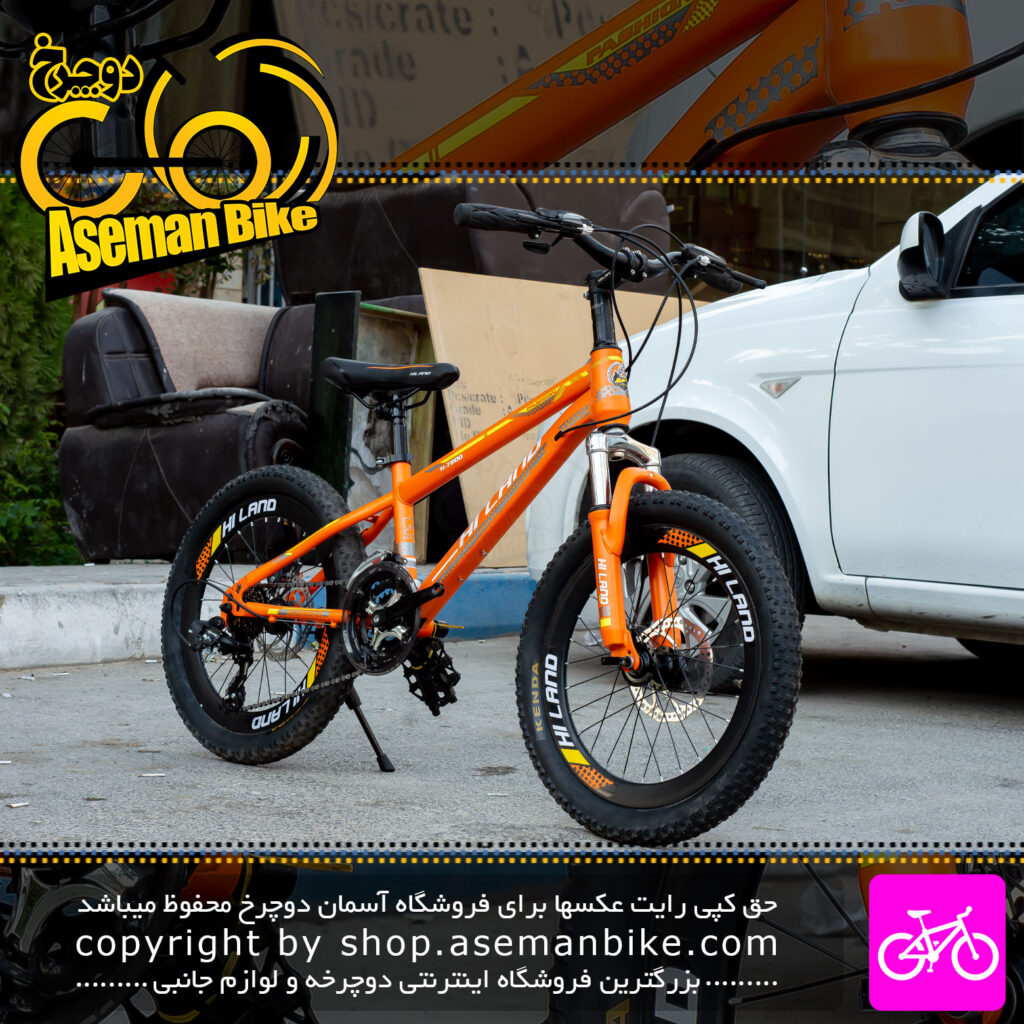 دوچرخه بچه گانه هایلند سایز 20 سیستم 21 سرعته رنگ نارنجی Hiland Kids Bicycle Size 20 21 Speed Orange