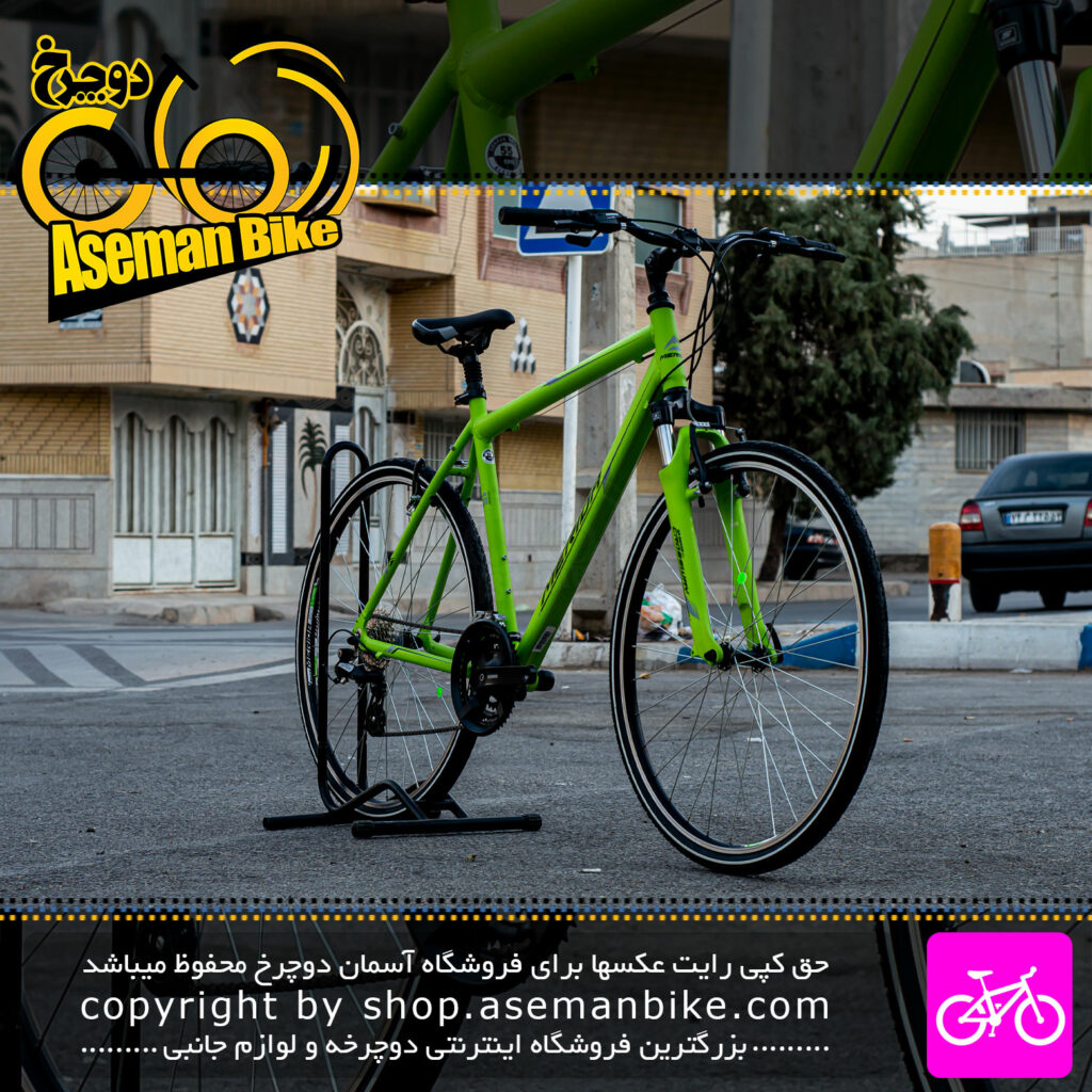 دوچرخه اوربان شهری مریدا مدل کراس وی 15 سایز 700c سیستم 24 دنده رنگ سبز فسفری Merida Urban Bicycle Crossway 15 Size 700c 24 Speed Fluorescent Green