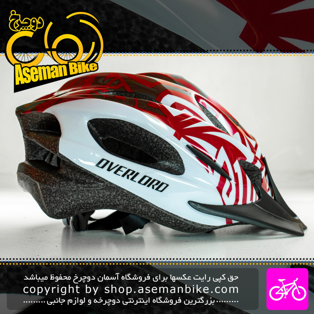 کلاه دوچرخه سواری مدل MV16 سایز 58 الی 61 سانتیمتر رنگ سفید قرمز مات Overlord Bicycle Helmet MV16 Size 58-61cm White Matt Red