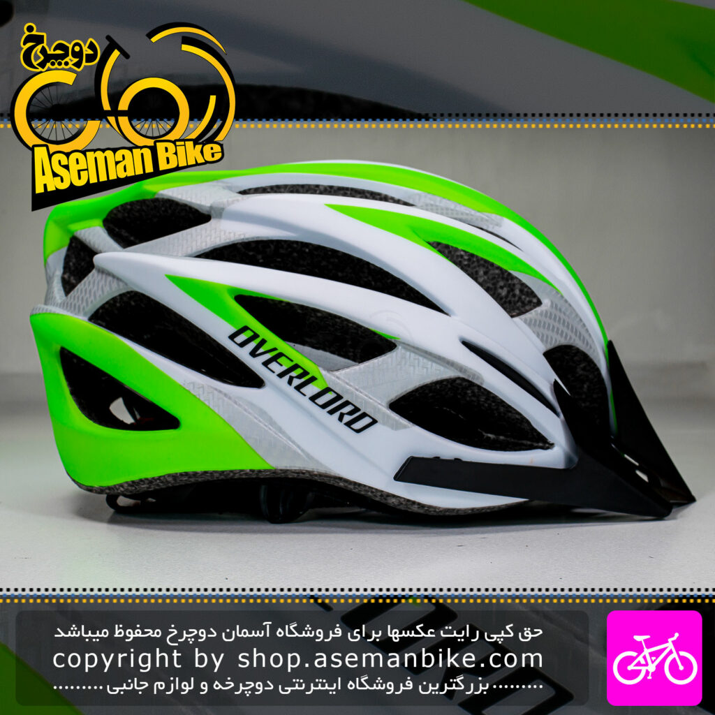 کلاه دوچرخه سواری اورلورد مدل Hy032 سایز 58 الی 61 سانتیمتر رنگ سفید سبز Overlord Bicycle Helmet Hy032 Size 58-61cm White Green