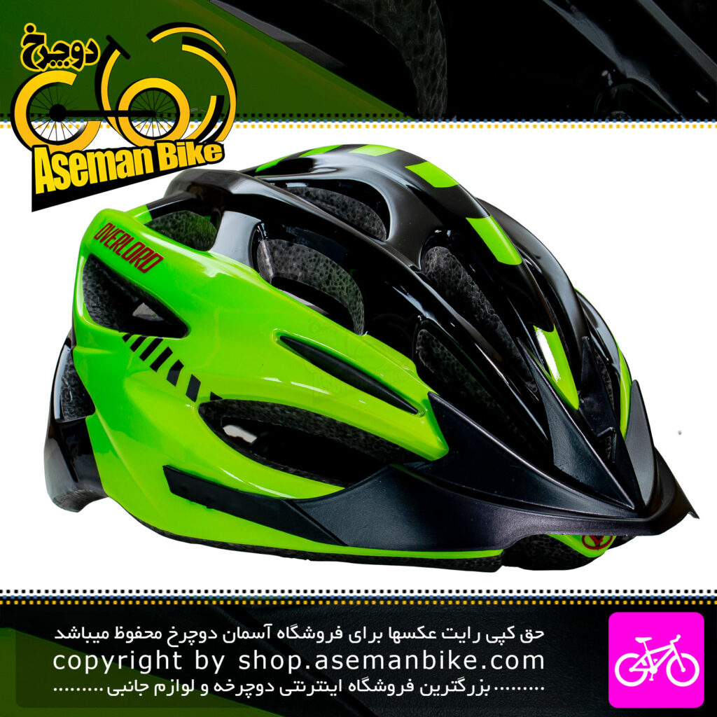 کلاه دوچرخه سواری اورلورد مدل MV50 سایز 58 الی 61 سانتیمتر رنگ مشکی سبز براق Overlord Bicycle Helmet MV50 Size 58-61cm Black Green Brilliant