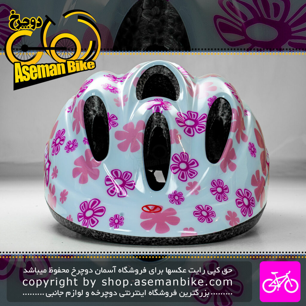 کلاه دوچرخه سواری بچه گانه اورلورد مدل HB5-2 سایز 52 الی 55 سانتیمتر رنگ سفید صورتی طرح گل Overlord Bicycle Helmet HB5-2 Size 52-55cm White Pink