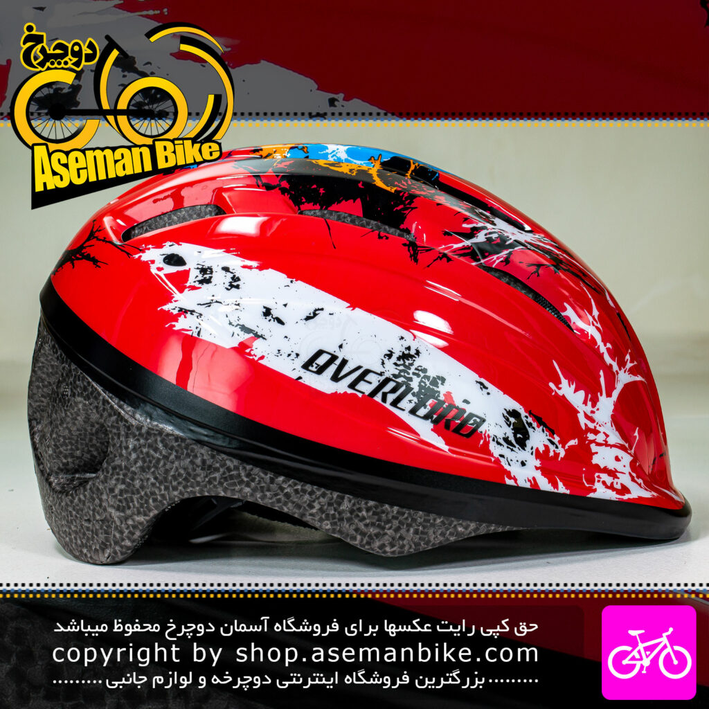کلاه دوچرخه سواری بچه گانه مدل HB6-2 سایز 52 الی 55 سانتیمتر رنگ قرمز سفید Rocky Bicycle Helmet HB6-2 Size 52-55cm Red White