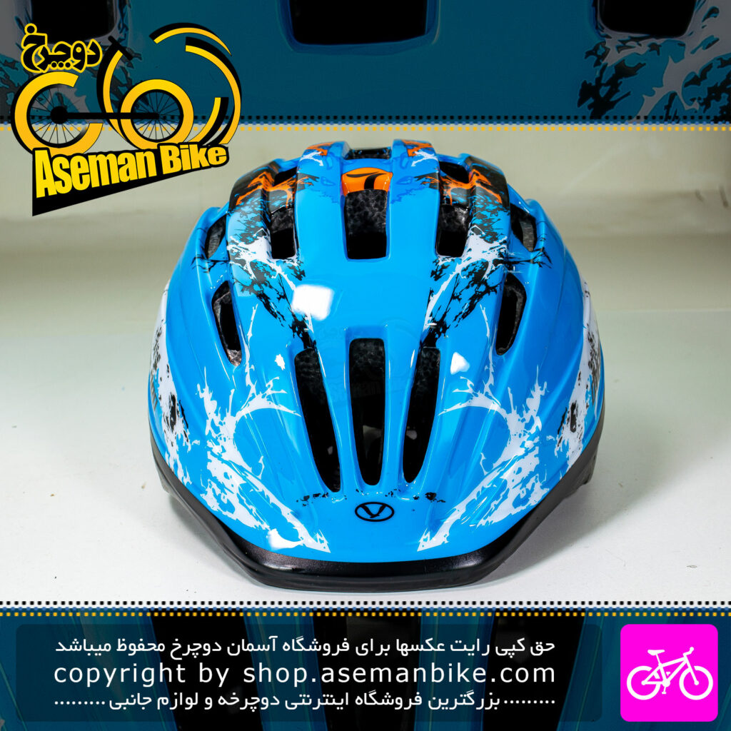 کلاه دوچرخه سواری بچه گانه راکی مدل HB6-2 سایز 52 الی 55 سانتیمتر رنگ آبی سفید Rocky Bicycle Helmet HB6-2 Size 52-55cm Blue White