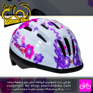 کلاه دوچرخه سواری بچه گانه مدل HB6-2 سایز 52 الی 55 سانتیمتر رنگ سفید بنفش Rocky Kids Bicycle Helmet HB6-2 Size 52-55cm White Purple
