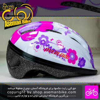 کلاه دوچرخه سواری بچه گانه مدل HB6-2 سایز 52 الی 55 سانتیمتر رنگ سفید بنفش Rocky Kids Bicycle Helmet HB6-2 Size 52-55cm White Purple