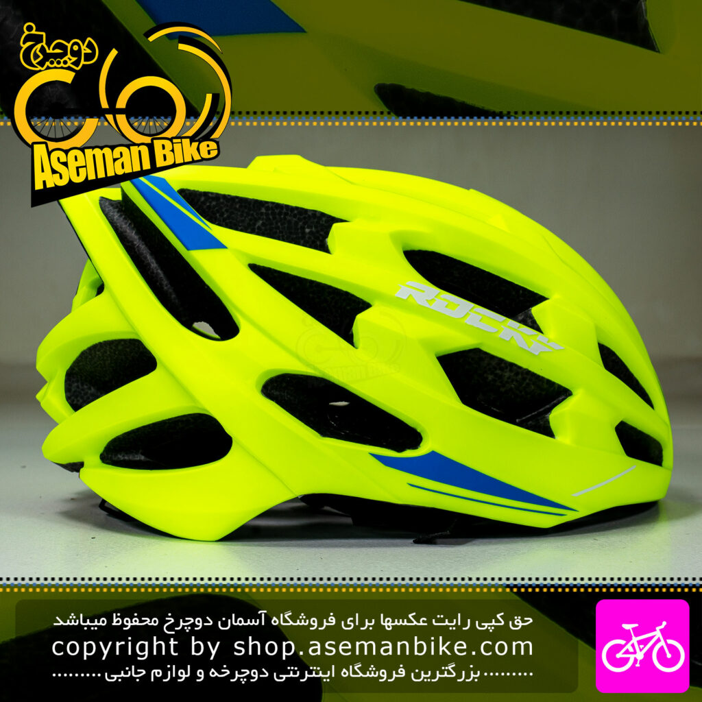 کلاه دوچرخه سواری راکی مدل KS29 سایز 58 الی 61 سانتیمتر رنگ سبز فسفری Rocky Bicycle Helmet KS29 Size 58-61cm Fluorescent Green