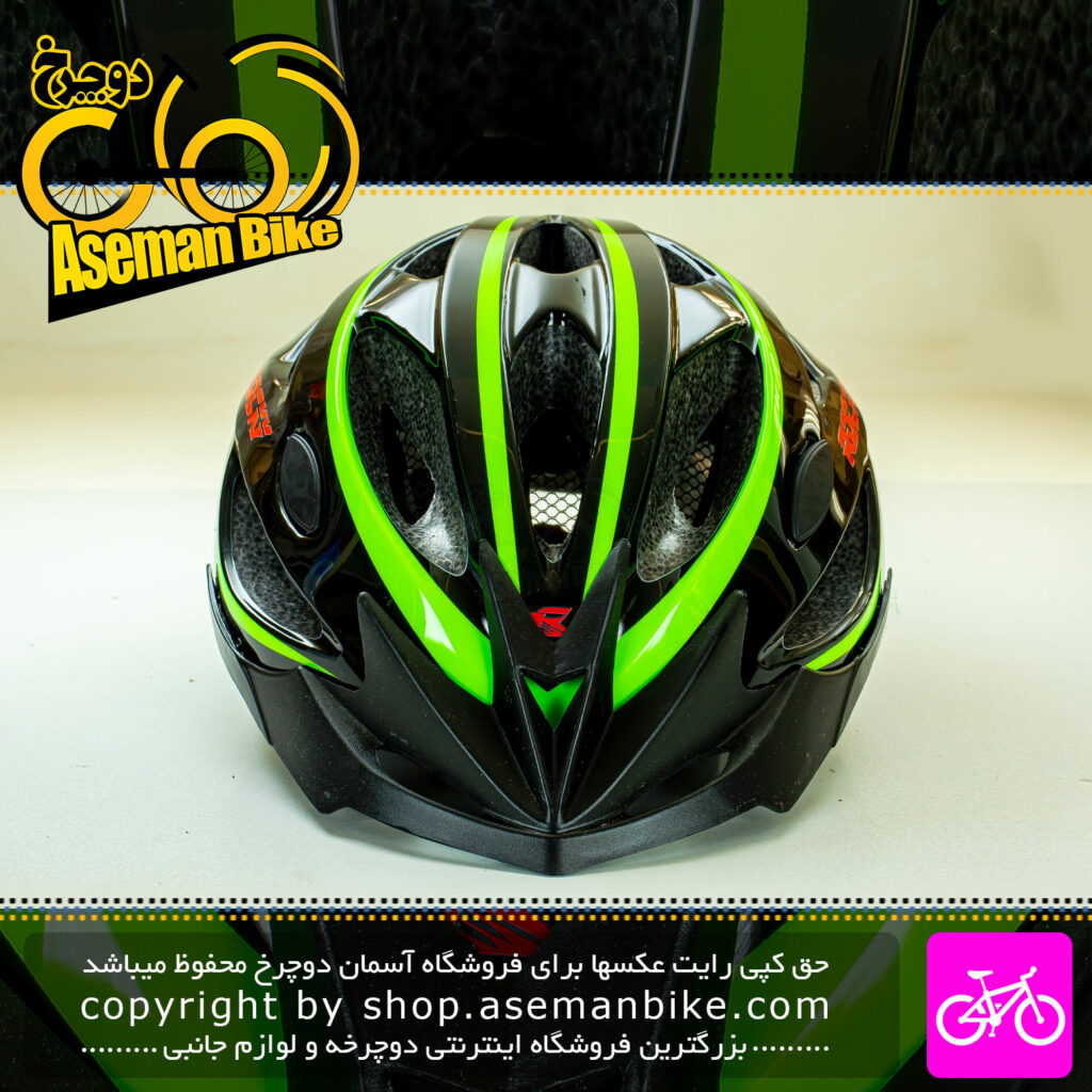 کلاه دوچرخه سواری راکی مدل MV23 سایز 58 الی 61 سانتیمتر رنگ مشکی سبز Rocky Bicycle Helmet MV23 Size 58-61cm Black Green