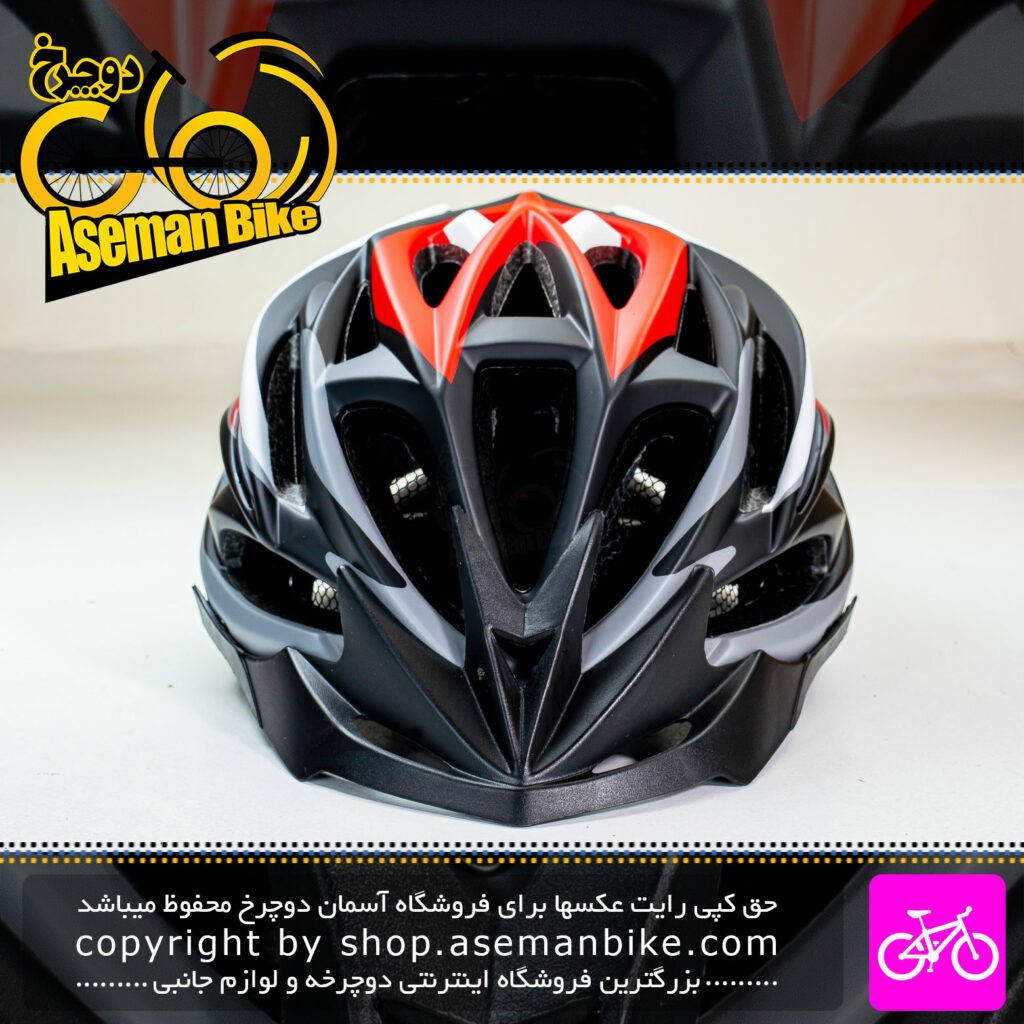 کلاه دوچرخه سواری راکی مدل HB20 سایز 58 الی 61 سانتیمتر رنگ مشکی سفید قرمز Rocky Bicycle Helmet HB20 Size 58-61cm Black White Red