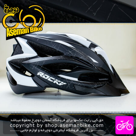 قیمت و خرید کلاه دوچرخه سواری راکی مدل HB20 سایز 58 الی 61 سانتیمتر رنگ مشکی با خط سفید Rocky Bicycle Helmet HB20 Size 58-61cm Black White Line