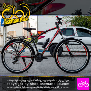 دوچرخه شهری بلست مدل توریست سایز 700c سیستم 24 دنده رنگ مشکی قرمز Blast City Bicycle Tourist Size 700c 24 Speed Black Red