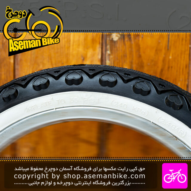 تایر دوچرخه قناری سایز 16x2.125 مشکی دور سفید Canary Bicycle Tire Size 16x2.125