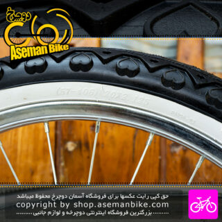 تایر دوچرخه قناری سایز 20×2.125 مشکی دور سفید Canary Bicycle Tire Size 20×2.125