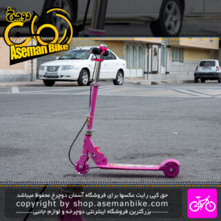 اسکوتر Lebefa طرح باربی تاشو تایر بزرگ زنگ دار رنگ صورتی Lebefa Scooter Barbie Design Big Wheel Pink