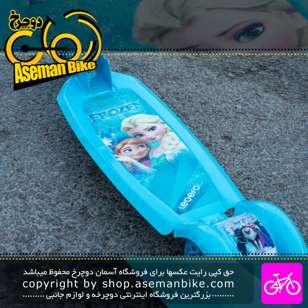 اسکوتر Lebefa طرح Frozen Elsa تاشو زنگ دار تایر بزرگ رنگ آبی روشن Frozen Scooter Frozen Elsa Design Big Wheel Light Blue