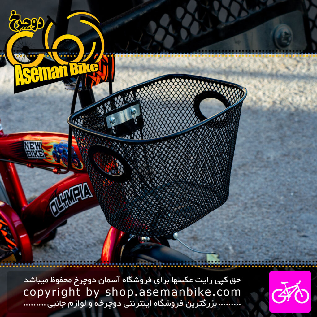 دوچرخه بچه گانه المپیا مدل فایر فلش سایز 12 صندوق دار سبد دار رنگ قرمز Olympia Kids Bicycle Fire Flash Size 12 Red