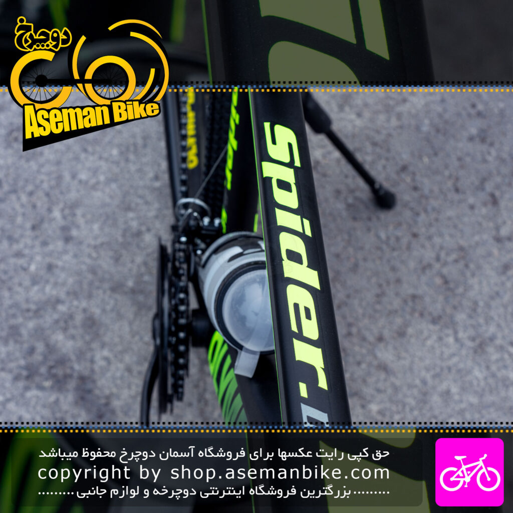 دوچرخه کوهستان المپیا مدل اسپایدر دیسک سایز 27.5 21 دنده رنگ مشکی سبز فلورسنت Olympia MTB Bicycle Spider Disc Size 27.5 21 Speed Black Fluorescent Green