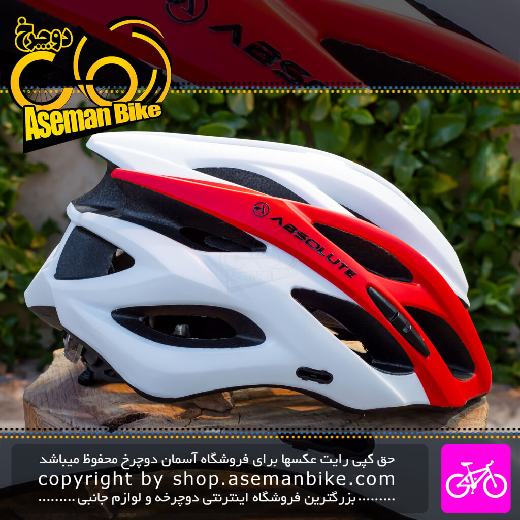 کلاه دوچرخه سواری ابسولوت Absolute مدل DT04 سایز دور سر 57-62 سانتیمتر رنگ سفید قرمز Absolute Bicycle Helmet DT04 57-62 CM Red White