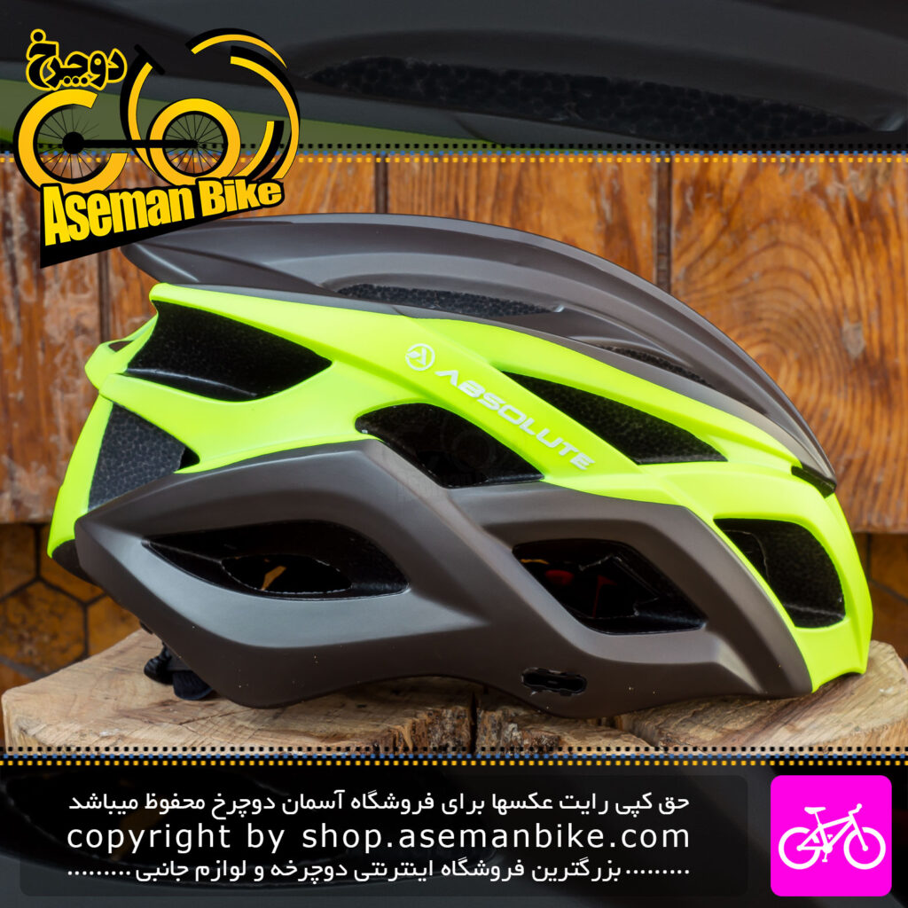 کلاه دوچرخه سواری ابسولوت مدل FSS13 سایز 62-57 خاکستری سبز فسفری Absolute Bicycle Helmet FSS13