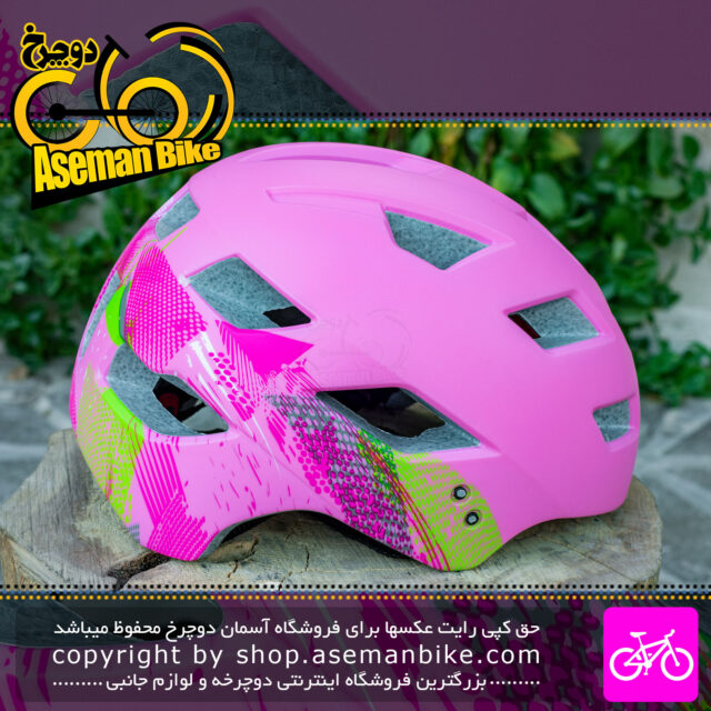 کلاه دوچرخه سواری بچه گانه ابسولوت Absolute مدل P022 سایز دور سر 54-59 سانتیمتر رنگ صورتی طرح دار Absolute Kids Bicycle Helmet P022 Size 54-59cm Pink
