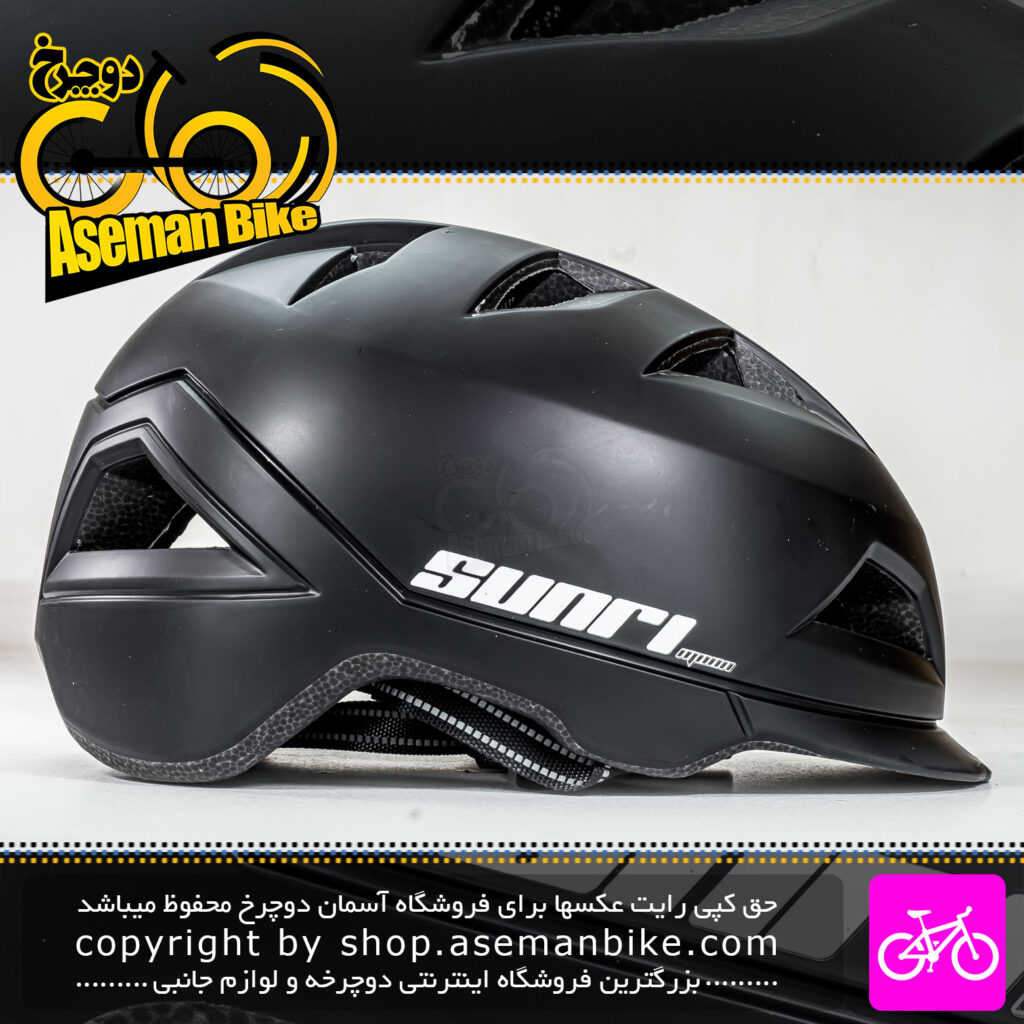 کلاه دوچرخه سواری سانری مدل مون سایز 62-57 سانت مشکی مات Sunri Bicycle Helmet Moon
