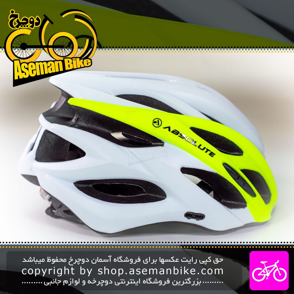 کلاه دوچرخه سواری ابسولوت مدل WT059 سایز 61-58 سانت سفید فسفری Absolute Bicycle Helmet WT059 Size 58-61cm