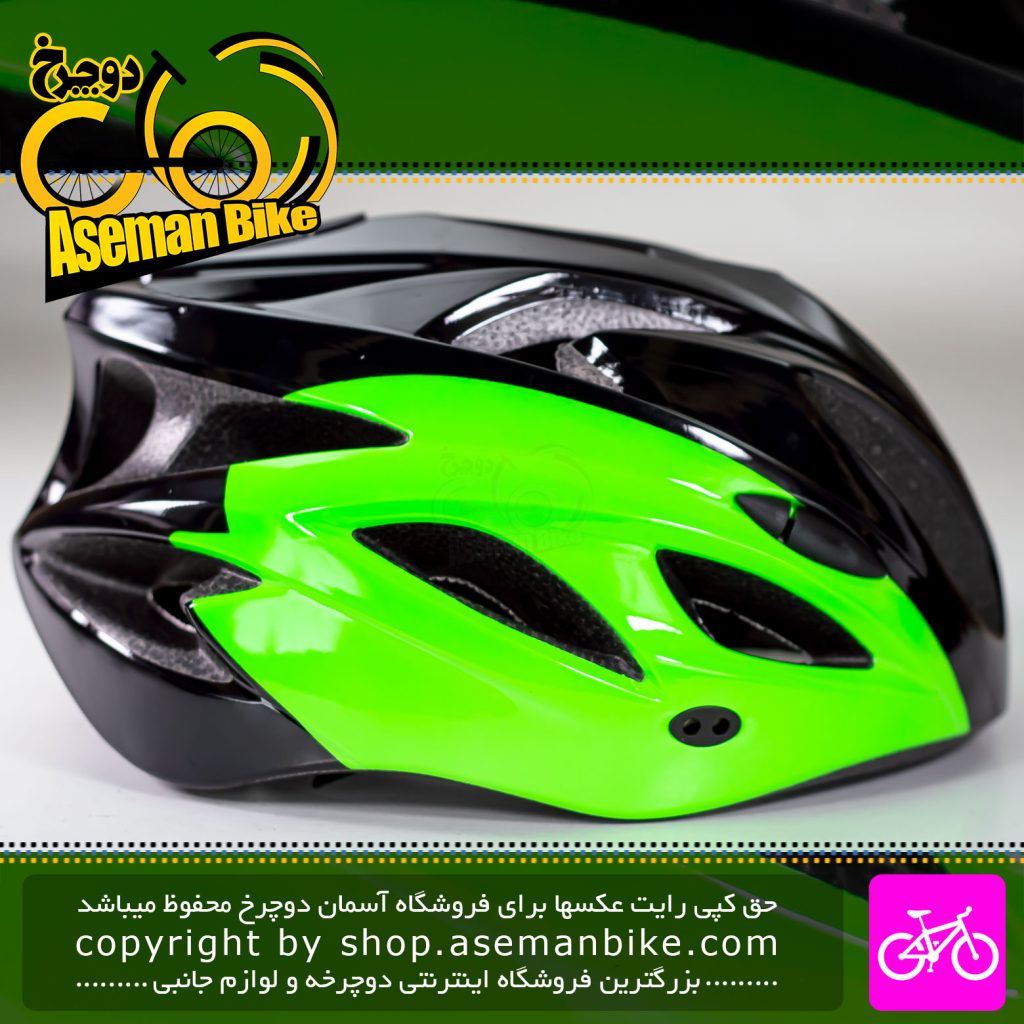 کلاه دوچرخه سواری لیون مدل ام سون سایز 60-55 سانت مشکی سبز Lion Bicycle Helmet M7 Size 55-60cm