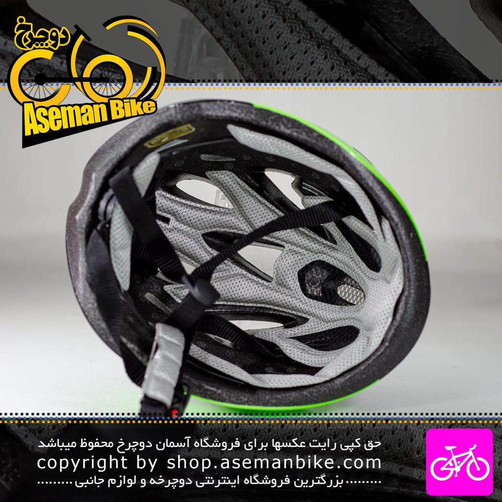 کلاه دوچرخه سواری لیون مدل ام سون سایز 60-55 سانت مشکی سبز Lion Bicycle Helmet M7 Size 55-60cm
