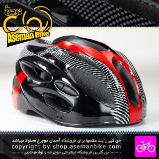 کلاه دوچرخه سواری تتریس مدل Point.5 سایز 60-55 سانت مشکی قرمز کربن Tetris Bicycle Helmet Point.5 Size 55-60cm